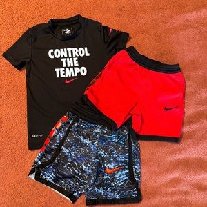 EUC NIKE DRI FIT SHORTS SET WITH 2 PAIRS OF SHORTS, BOYS 4T